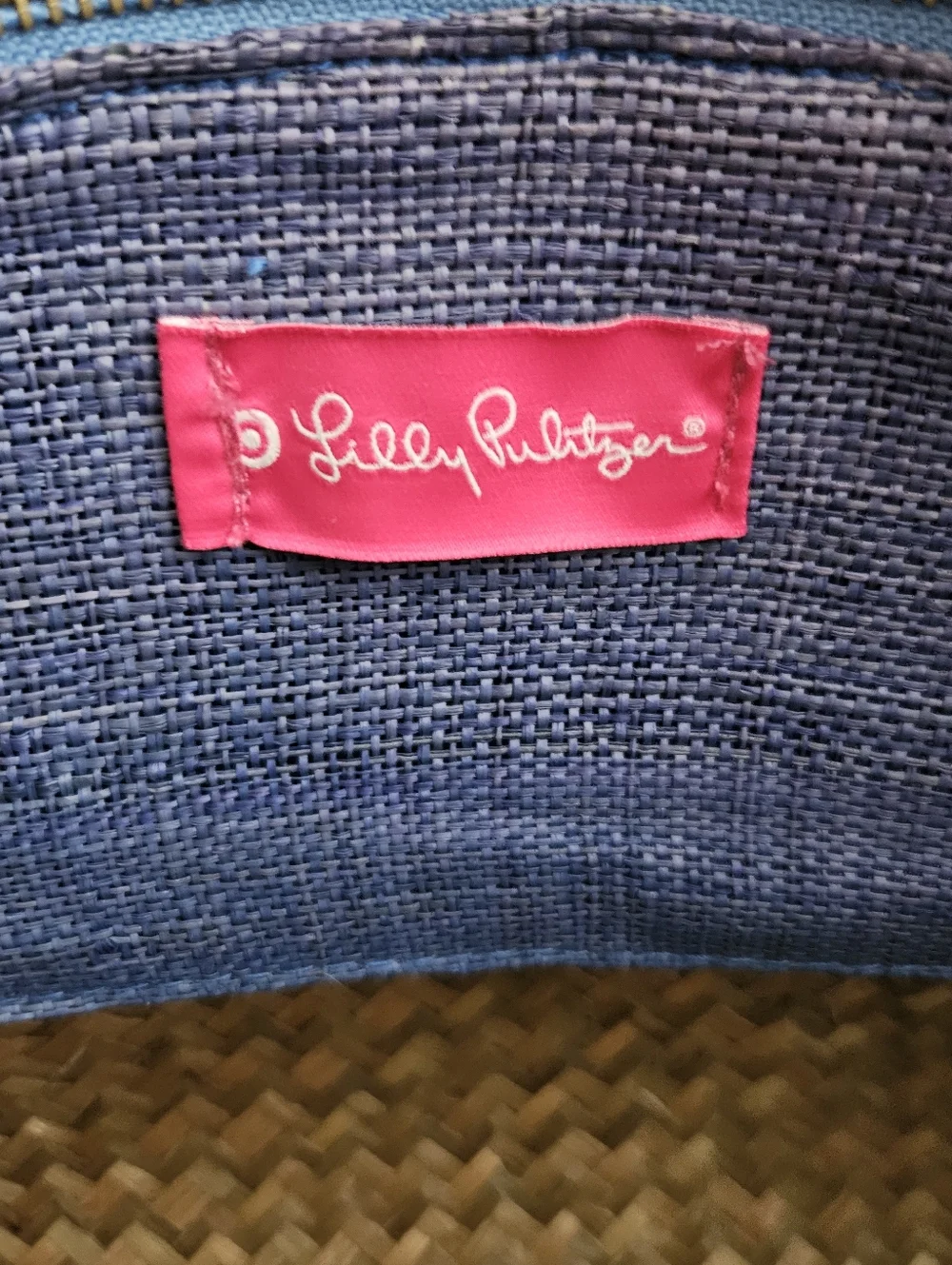 Authentic Lilly Pulitzer Purple Straw Tote Resort‎ Beach Pool  12x23